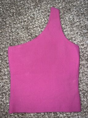 Simply Jules Slimming Ribbed One-Shoulder Pink Women’s Dress Top Size SMALL